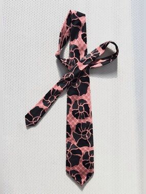 Vintage Floral Wide Tie Rose Charcoal 1970 4in - Renaldo by Jaymore disco era 🕺